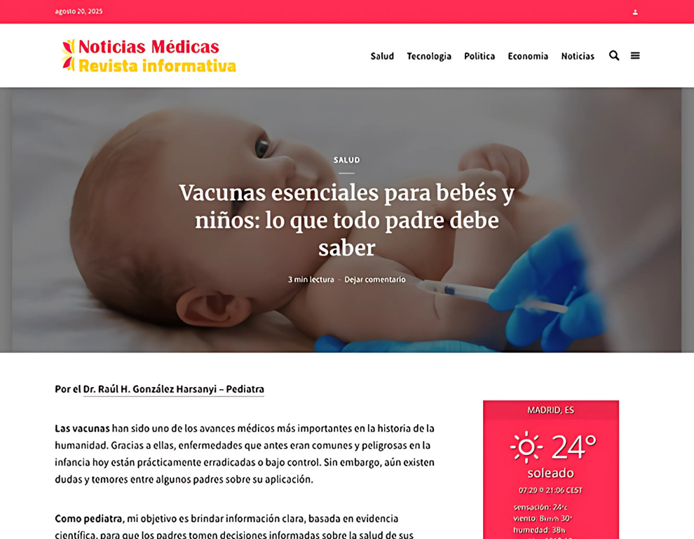 Artículo en Noticias Médicas